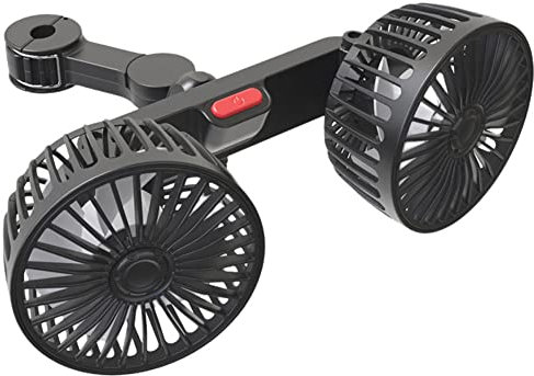 12V/24V Car Fan for Backseat Dual Head 360° Rotating Auto Electric Cooling Fan for Rear Seat Passenger, 3 Speed Adjustable, Portable Vehicle Fan for Car Truck Van SUV RV Boat