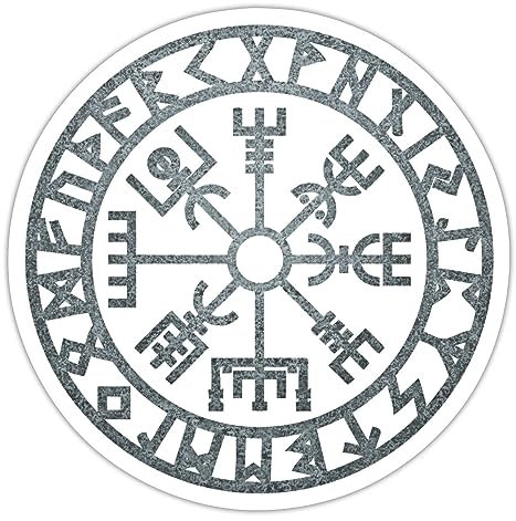 Spreadshirt Vegvisir Kompass Rune Wikinger Wegweiser Sticker Aufkleber, 10 x 10 cm, Mattweiß
