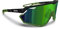 BERTONI Radfahren MTB Lauf Sportbrille für Männer Frauen in TR90 Antibeschlag Weitwinkelobjektiv mod. ALPHA (Glänzendes Schwarz/Matt Grün – Grüne Spiegellinse)