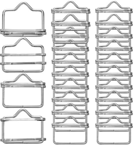 Tandefio 24 Pieces 1.6 Inches Electric Fence Poly Tape Splicer Polytape Buckle Stainless Steel Electric Fence Connectors for Outdoor Electric Fence, Silver