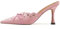 ATBELL Pantoletten mit Kätzchen-Absatz für Damen, Fliege, Wildleder, Stiletto-Absätze, Mule, spitze Zehen, Nieten, Slide-Absatz, Sandalen, Pumps für Hochzeitskleid, Party, Pink, 38.5 EU