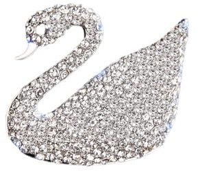 Brosche 2 Stück Schwarzer Schwan Brosche Damen Pullover Pin Schal Schal Schnalle Für Abendkleid Smoking Formelle Kleidung Silber