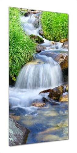 Wallario Selbstklebende Duschrückwand 80 x 200 cm mit Motiv Kleiner Bach über Steine - Wandverkleidung Fließenersatz mit Hochglanzlaminat in Glasoptik