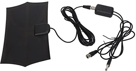 Antenna TV, VHF UHF Nera, Portata 300 Miglia, Cavo Coassiale da 16 Piedi, Alimentazione USB, Supporto 4K 1080p per Esterni per Tutti i Vecchi Televisori