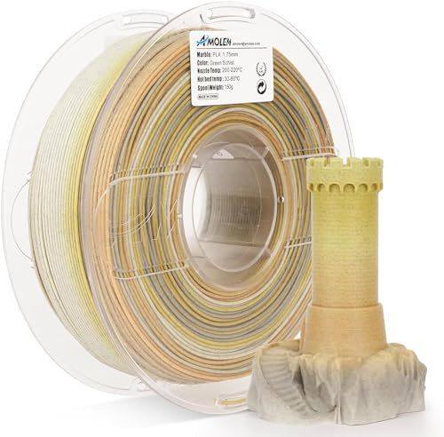 AMOLEN PLA 3D Drucker Filament, Marble PLA Filament 1.75mm, Sauber Gewickeltes Filament, Kompatibel Mit 3D FDM Druckern, Maßgenauigkeit +/- 0.02 mm, 1KG Spule(2.2Pfund)
