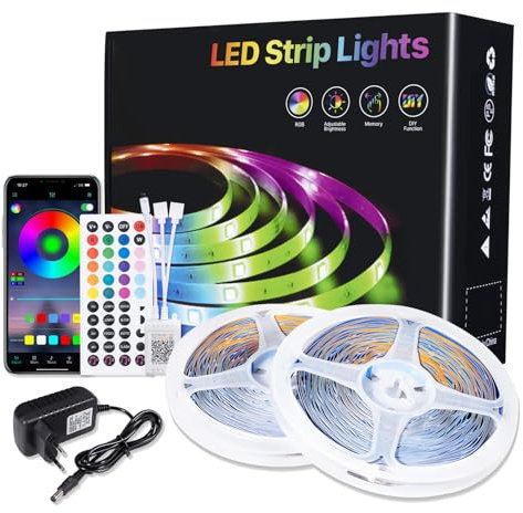 LED Strip Lights 30m RGB LED Strip Lights mit Fernbedienung Bluetooth App Dimmbare Farbwechselnde LED Lichter Musik Sync Strip Selbstklebende Beleuchtung für Zimmer Küche Party Events