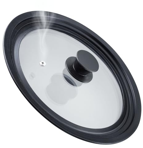 Westmark Universal-Deckel mit Silikonrand – Vielseitig einsetzbar für Töpfe und Pfannen mit 24 - 28 cm Durchmesser, hitzebeständiges Sicherheitsglas – 290 x 290 x 51 mm, Schwarz