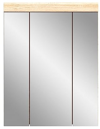 furnling Spiegelschrank Laurent, Badezimmerschrank, Badschrank, mit 3 Türen, innen 9 Fächer, FSC Zertifiziert, optimal zur Aufbewahrung von Badutensilien, Badezimmermöbel, Sonoma Eiche hell