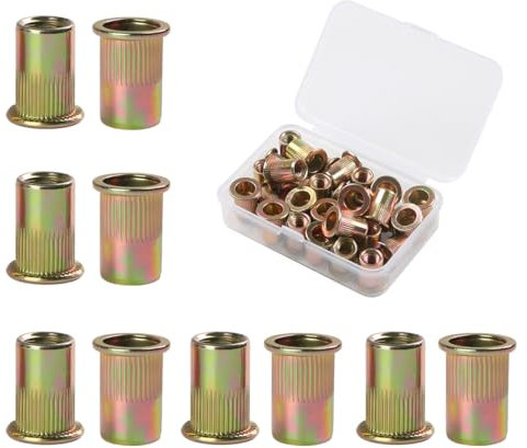 FOMGIIN 30 Pièces M6 écrous à Sertir, En Acier Au Carbone Galvanisé écrou Insert Riveter Manchon, Ronds Aveugles Insers Fileté Riveteuse, écrous à Rivets Flat Head Threaded Rivet Nuts