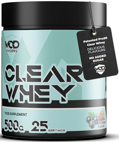 Clear Whey Isolate Protein Powder – Refreshing Protein Shake | Low Lactose, Easy Digesting & High in Protein | Ideal for Workout Recovery – 500g, 25 Servings (500 Grams, Raspberry & Blackcurrant)