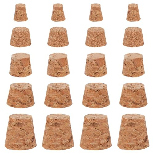 GORGECRAFT 90Stk 5 Größen Konische Korken Aus Holz Mini Flaschenkorken 6.5mm Bis 15mm Natürlich Weich Kleine Bastelkorken Deckel Ersatz Für Wein Glasflaschen Einmachgläser Heimwerker Bastelarbeiten