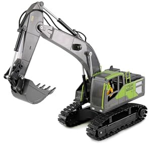Amewi G071E Escavatore a catena 1:18 RTR telecomandato RC Escavatore bambini 8 anni, verde antracite