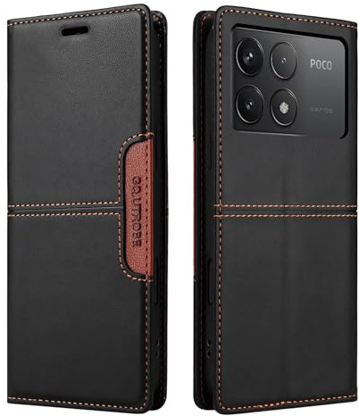 NETANY Compatible con Funda para teléfono Xiaomi Poco F6 Pro/Redmi K70 / K70 Pro,Funda Protectora de Soporte Plegable de,con Bolsillo [Cierre magnético] Cartera Flip Funda de teléfono (Negro)