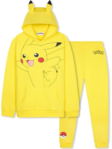 Pokemon Tracksuit for Boys & Teens, 2 Pcs Pullover Hoodie & Comfy Joggers Set, Sportswear & Loungewear, Anime Gifts for Boys