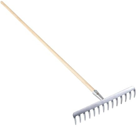 BRICOMED Rastrillo metalico Huerta/jardín con Mango 140cm 24mm (14 Dientes 36x13cm)