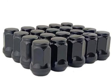 Radschrauben,Radbolzen Kegelbund 20 Stück schwarze Radmuttern mit geschlossenem Ende, gewölbte Eichelmuttern M12x1,25, M12x1,5, M14x1,5, 1/2-20 Zoll, Sechskant 19 mm, Höhe 35 mm, Radmuttern(M12x1.25)