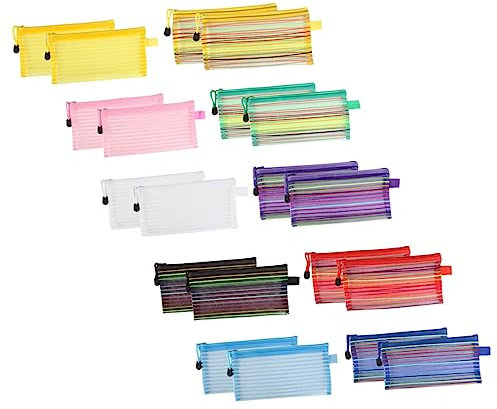 GRADENEVE 20st Bunte Netztasche Aus Nylon Netzbeutel Klein Klares Federmäppchen Aufbewahrungstasche Für Stifte Bleistifte Federmäppchen Aus Filz Mesh-tasche Mit Reißverschluss Plastik