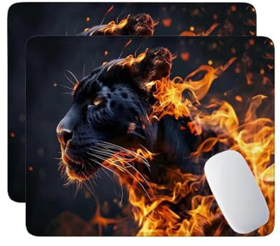 Mauspad, 2 Pack Mousepad 240x200x3 mm, wasserdichte Gaming Mauspad Mausmatte mit vernähte Kanten, rutschfeste Gummiunterseite, Glatte Oberflächen, Geeignet für Computer, Laptop (Flame Leopard) E-486