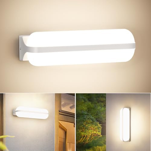 Letlit LED Wandleuchte Innen/Außen Weiß - 2 Stück, 20W 2000LM Moderne Wandlampe Up and Down Belechtung, 4000K IP65 Feuchtraumleuchte Aussenlampe Wand Kellerlampe, LED Lampen für Flur Keller Garten WC