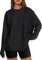 LACOZY Women's Spring Long Sleeve Oversized T Shirts Loose Casual Crewneck Tunic Tops Soft Blouse Black L