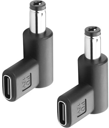 GINTOOYUN 2PCS 12V DC Power Connector Adapter 90 Grad Winkel Buchse USB C auf Stecker DC 5.5mm x 2.1mm Konverter 12V USB Typ C Eingang auf DC5521 Ausgang Adapter (12V)