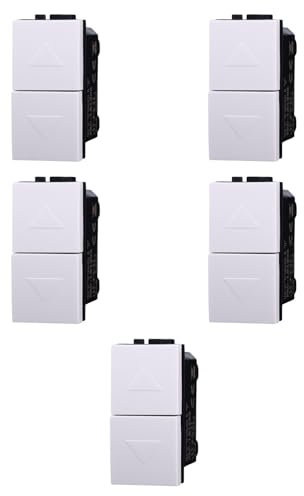 5 MODULI INTERRUTTORE DOPPIO SALISCENDI, BIANCO, COMPATIBILE CON BTICINO LIVING, INTERBLOCCATO, PER TAPPARELLE AVVOLGIBILI, MODULI E FRUTTI 100% COMPATIBILI, MATERIALI DI ALTA QUALITA'