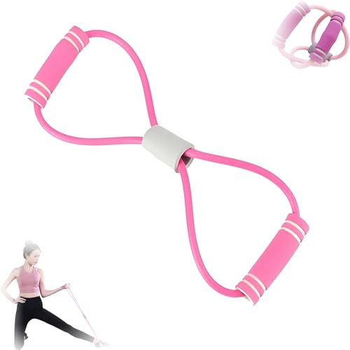 Saludea Fascia di Resistenza con Maniglie, Corda di Tensione Yoga Elastica a Forma di 8, Espansore Toracico Yoga Palestra Fitness Corda di Trazione Elastica for Stretching Schiena e Spalle Donne e Uom