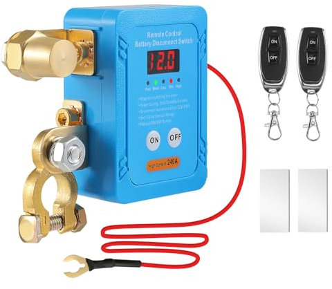 Disjoncteur de batterie 12 V 240 A, sans fil, avec indicateur de tension LED, coupe-batterie de voiture, anti-vol, relais de séparation pour camping-car, camion, bateau
