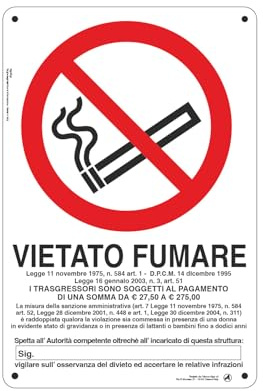 Cartello Segnaletico Vietato fumare a norma Alluminio Premium 20x30 cm – Made in Italy, Resistente Esterno, Stampa HD, Installazione Facile, Conforme Normative