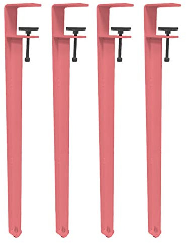 SZITW Adjustable Metal Table Legs for Coffee Table Dining Desk Console 4x F Shape Table Clamp Legs with Protection Pad & Allen Key (40cm Pink)