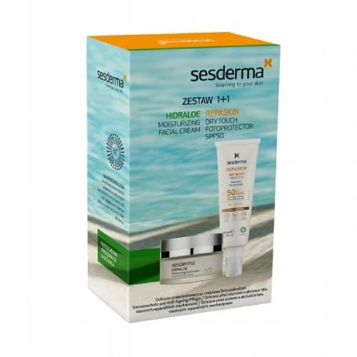 Sesderma Repaskin Dry Touch SPF50+ 50ml + Hidraloe Feuchtigkeitscreme 50ml Set, Anti-Aging & tägliche Pflege für empfindliche Haut, Schutz, Hydration & Regeneration