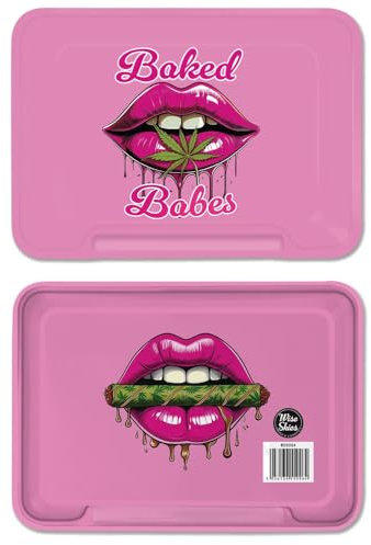 Wise Skies Metal Rolling Tray Smoking Accessories Characters Rolling Papers Rolling Tip Small (Baked Babes)