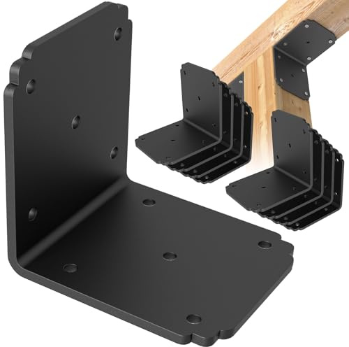 KOMOHOM 4x4x3.5 L Brackets Heavy Duty for Pergola ,4mm Extra Thick | (8PCS) Angle Bracket Metal Corner Brace For Wood,Deck, Shelf, Fence