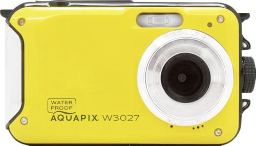 Aquapix W3027 'Wave' Unterwasserkamera, wasserfest bis 3 m, 2.7 Display, bis zu 30 MP Auflösung, 4X Digital-Zoom, 5 MP Sensor, Gelb