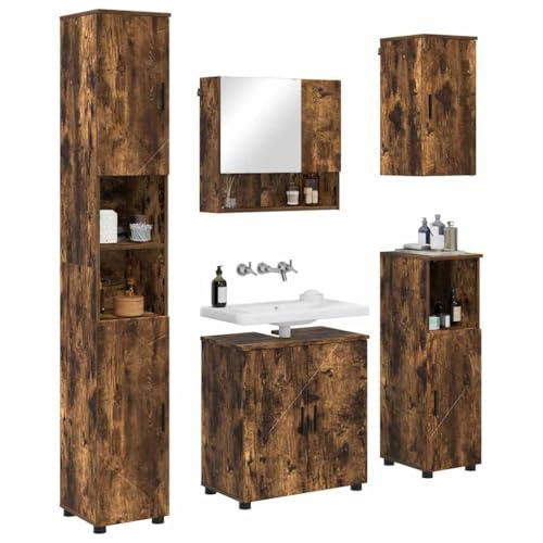 vidaXL Bathroom Furniture Set 5 pcs Smoked oak 61 x 35 x 64 cm,