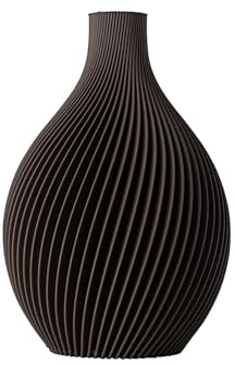 SLIMPRINT Vase IRIS - Schokoladenbraun - D14 x H20,2 cm - Elegante Kugelvase mit Spiralförmigem Design - 100% Recycelter Biokunststof
