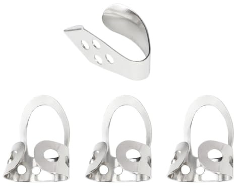TOYZFRIENDY Adjustable Open Design Banjo Finger Picks with Thumb and Finger Rings Ultra-thin Metal Guitar Picks for Acoustic Electric Banjo Mandolin and String Instruments Lightweight Playing