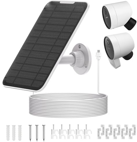 Baaletc Panneau solaire 4 W compatible avec caméra extérieure SimpliSafe – Chargeur solaire haute efficacité avec câble étanche de 4 m et support réglable à 360 °, alimentation continue IP65