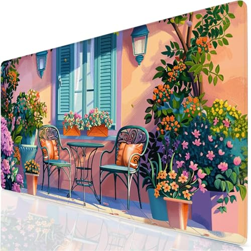 Tapis de Souris XXL 900x400x3mm Grand Tapis de Souris Maisons Mouse Pad Tableau sous Main Bureau, Base en Caoutchouc Antidérapante, Haute Précision et Rapidité Accessoire Bureau Gamer, Maison YG-809