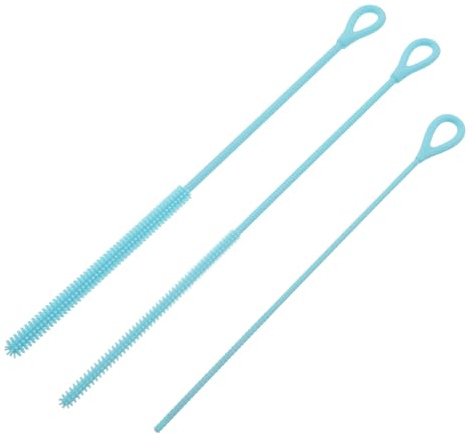 IWOWHERO Brosses de Nettoyage Facile à Ranger en Silicone et Ensemble de 3 pour Pailles et Couvercles Maison et Kit Bébé