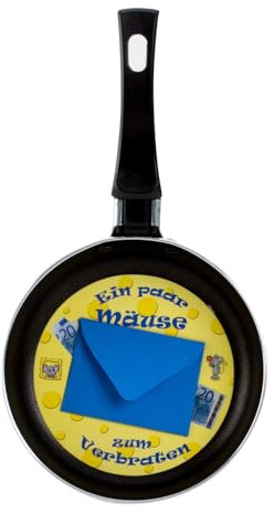 meberg IK8103 Geldgeschenk Bratpfanne Mini 26 cm Metall Lustiges Geburtstagsgeschenk Metallpfanne Originelle Geschenkidee Geschenkverpackung Geburtstag Hochzeit