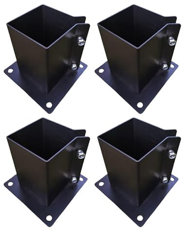 MTB Zaunpfosten Anker Basisstütze Bolt Down Metall Schwarz Pulverbeschichtet 4 Zoll x 4 Zoll (Innendurchmesser 8,9 x 8,9 cm), 4 Stück