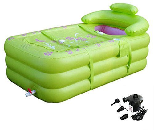 ying La baignoire gonflable adulte de bain de grande taille de pliage de baignoire épaississent la taille d'isolation 150 * 80 * 75cm (avec la pompe à air électrique * 1) (Couleur : Vert)