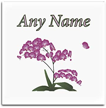 UNIGIFT Personalised Gift - Orchid Flower Square Glass Coaster (Nature Plants Design Theme, Colour Options) - Any Name/Message on Your Unique - Mat Pad - Phalaenopsis Moth Pink Butterfly