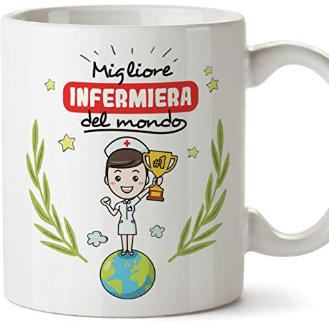Mugffins Infermiera Tazze Originali di caffè e Colazione da Regalare Lavoratori e Professionisti - Migliore Infermiera del Mondo - Ceramica 350 ml