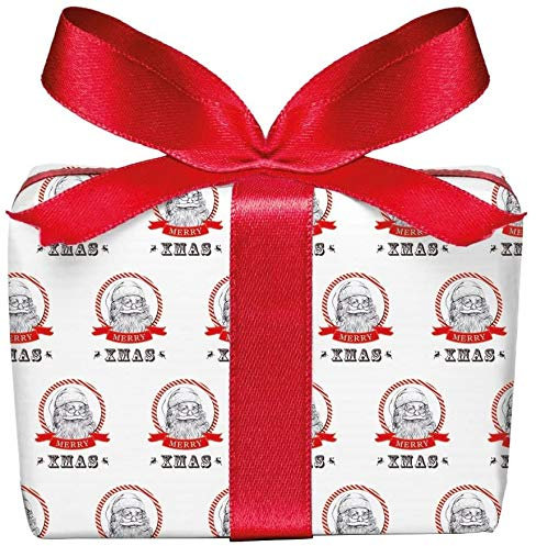 5er-Set Weihnachts Geschenkpapier Bögen WEIHNACHTSMANN/NIKOLAUS in ROT WEIß zu Weihnachten & Adventszeit • Weihnachtspapier für Geschenke (Format : 50 x 70 cm)