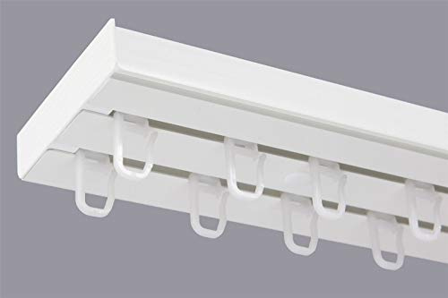 KARPOL Double Curtain Rail Track PCV Ceiling SET with HOOKS 590cm