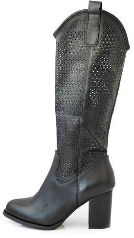 Toocool Scarpe Donna Stivali Estivi Traforati Primaverili Tacco Comodo G-627 [38,Nero]