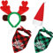 4 Stück Verstellbare 3D Weihnachten Hund Weihnachtsmütze, Weihnachten Klassisch Büffel Plaid Haustiere Schal Dreieck, Weihnachten Rentier Geweih Stirnband mit Ohren Haustier Kostüm Zubehör