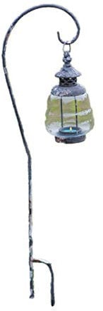 TentHome Antik Laternenstab Garten Laternenstecker Gartenstecker Laternen auf Stab Metall Windlicht Glas Gartenstab mit Ständer Landhaus Stallaterne Draußen Deko - H69cm grün, L